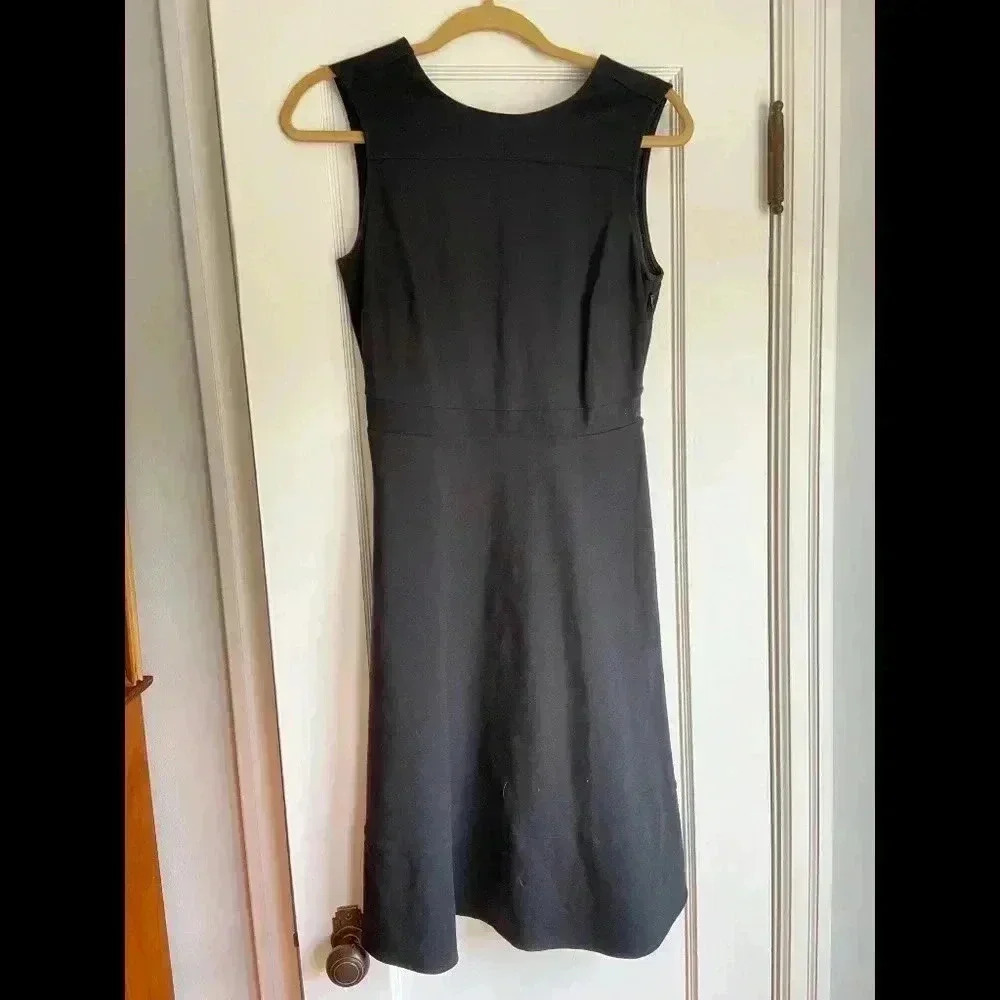 Lands' End Black Fit and Flare Midi Dress - Size 4P